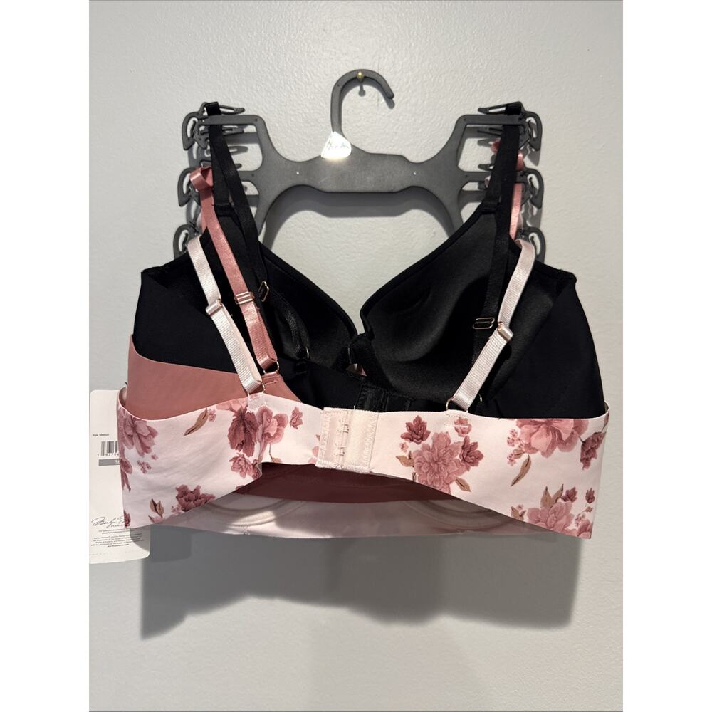 NWT Marilyn Monroe 3 Pack Laser Mega Push Up Bras 36C Black Pink Floral Soft - Picture 4 of 5